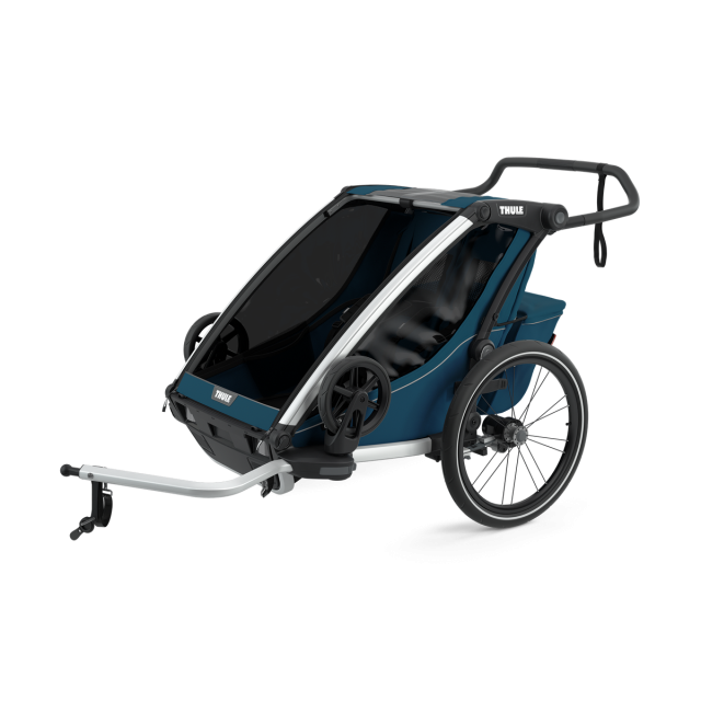 Thule chariot cross double cykelvagn aluminium/majolica blue