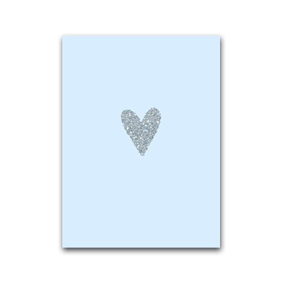 Nobhill kort med snöre silver hjärta blå
