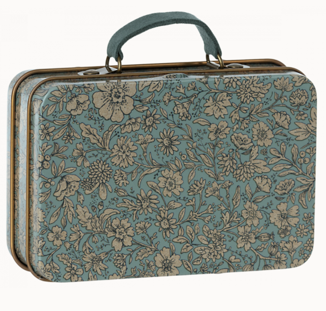 Maileg resväska plåt 7cm blossom blue