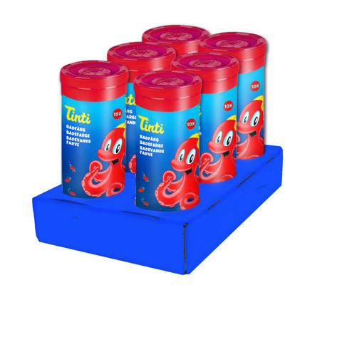 Tinti badfärg röd 10st badtabletter i ett rör