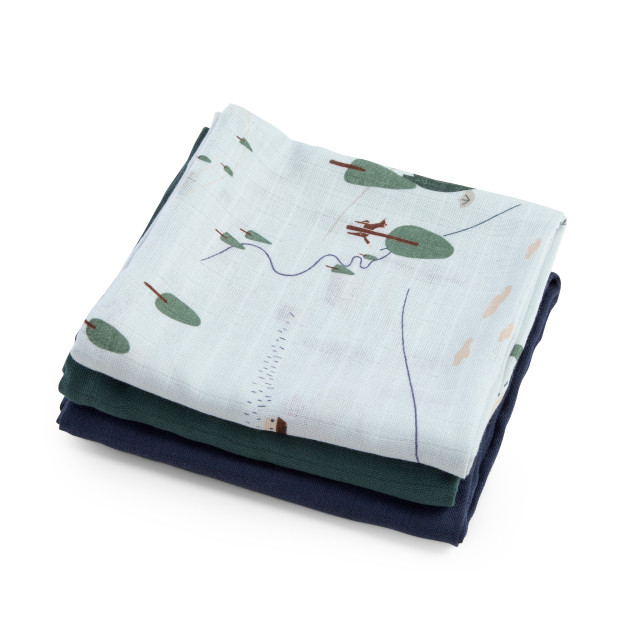 Sebra muslinfilt dragontales 3-pack 75x75cm