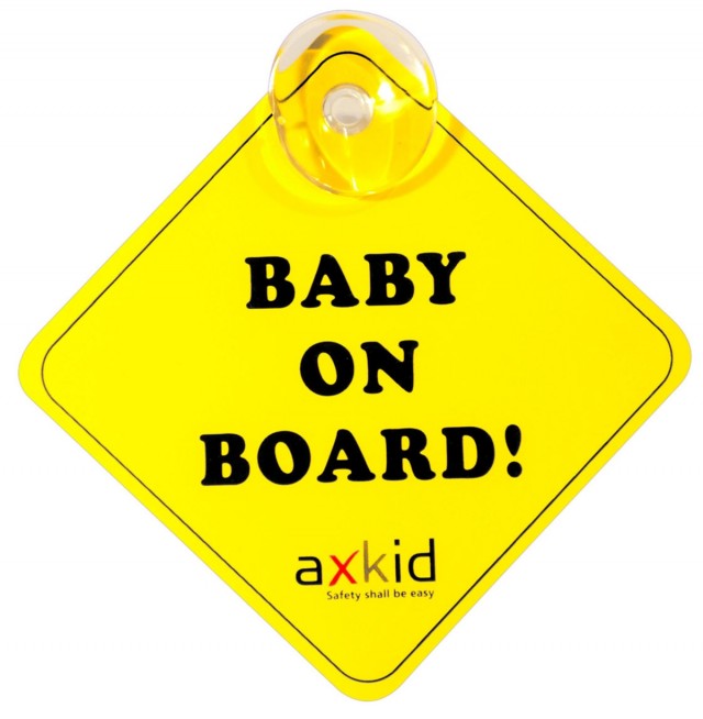 Axkid skylt baby on board gul