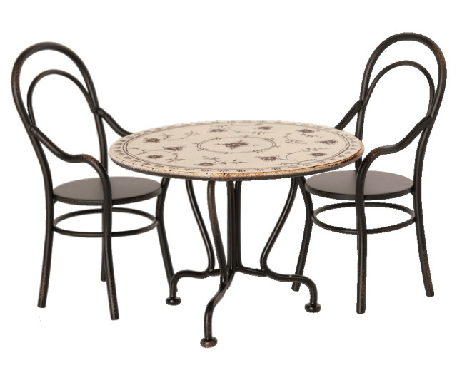 Maileg dining table with two chairs