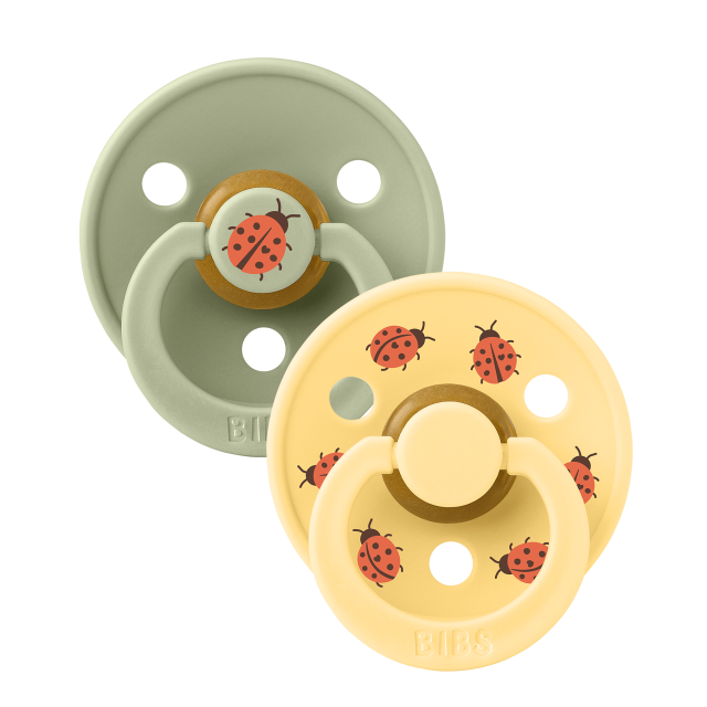 Bibs napp studio colour ladybug latex 0-6mån sage mix 2-pack