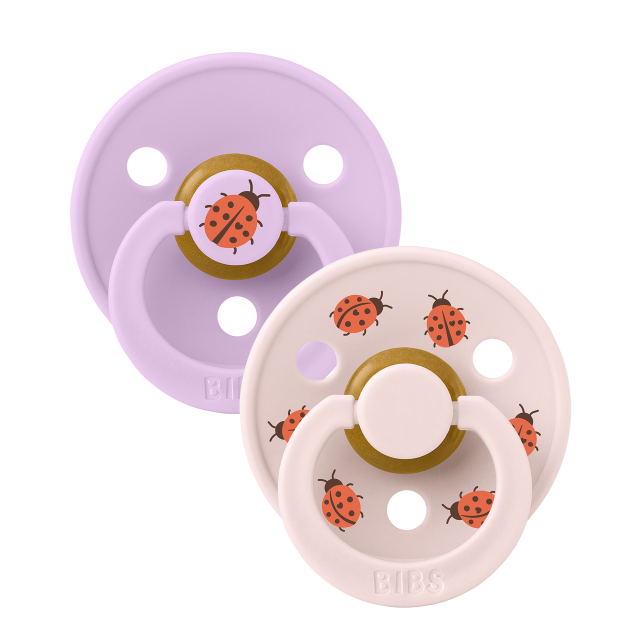 Bibs napp studio colour ladybug latex 0-6mån violet sky mix 2-pack