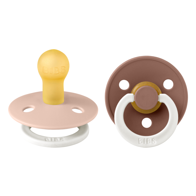 Bibs napp colour night latex 0-6mån blush/woodchuck 2-pack