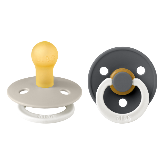 Bibs napp colour night latex 0-6mån sand/iron 2-pack