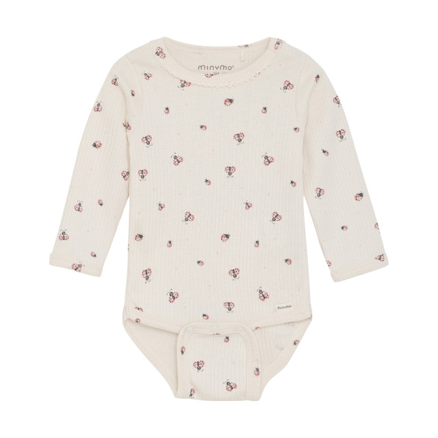 Minymo body ribbad mönstrad white swan 