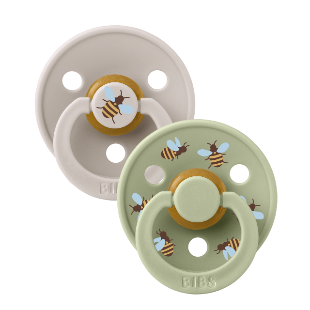 Bibs napp studio colour bumblebee latex 0-6mån mushroom mix 2-pack