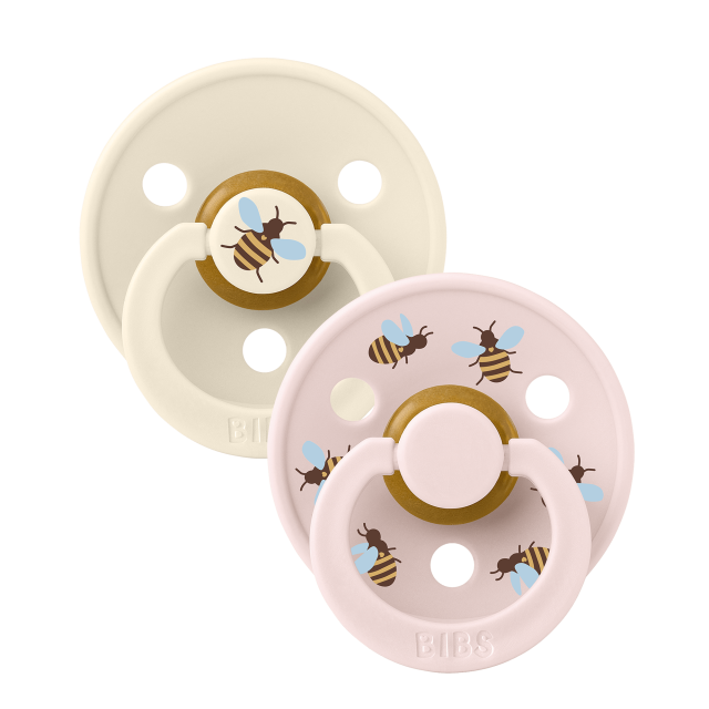 Bibs napp studio colour bumblebee latex 0-6mån ivory mix 2-pack