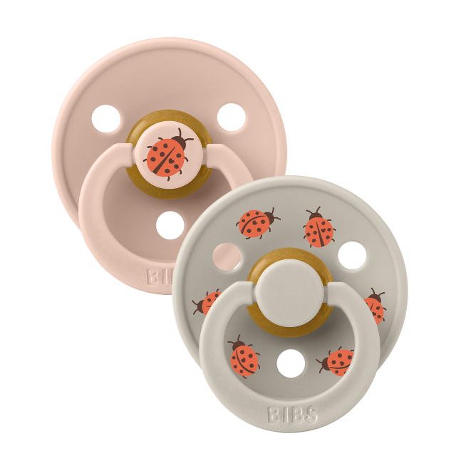Bibs napp studio colour ladybug latex 6-18mån blush mix 2-pack
