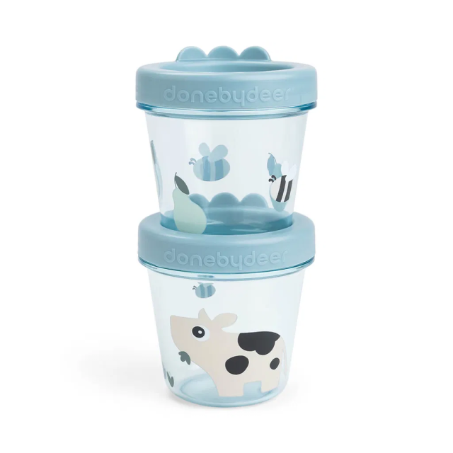 Done by deer food container 2-pack tiny farm blue