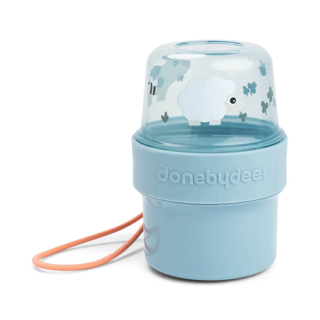 Done by deer to go 2-way snack container blue
