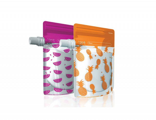 Cherub baby matpåsar 10-pack rosa/orange