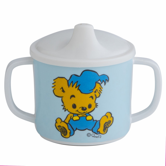 Rätt start bamse pipmugg spillsäker vit/blå