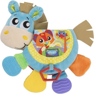 Playgro mjuk aktivitetsbok musical clip clop teether