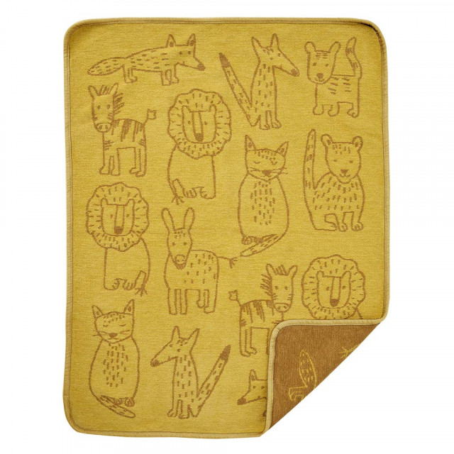 Klippan yllefabrik filt chenille buddies gul 70x90cm