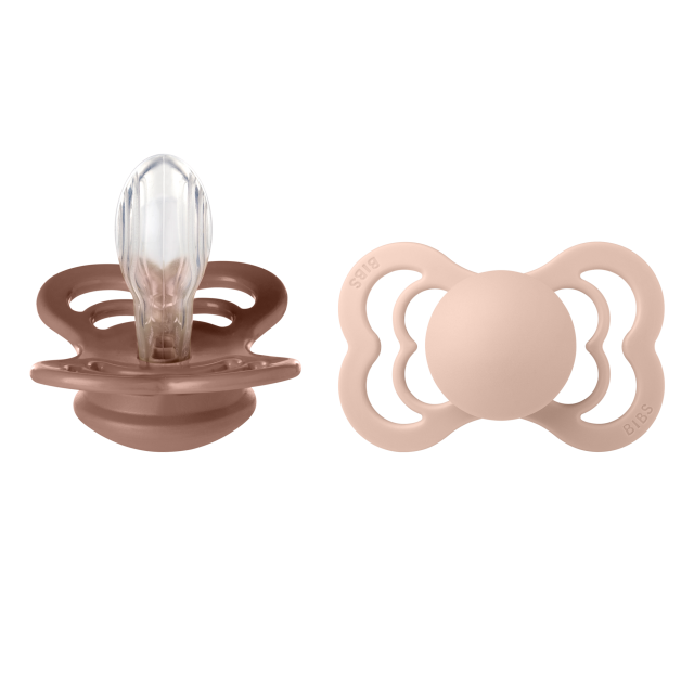 Bibs napp supreme silikon 6-18mån woodchuck/blush 2-pack