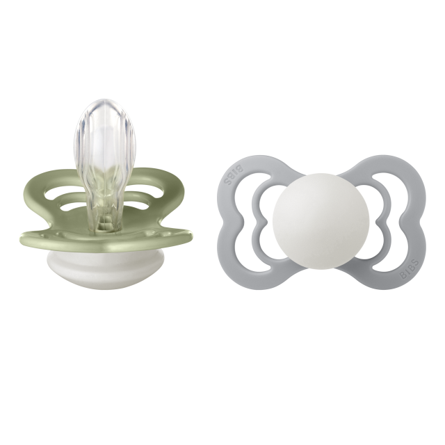 Bibs napp supreme night silikon 6-18mån sage/cloud 2-pack