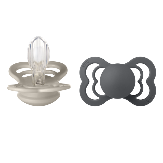 Bibs napp supreme silikon 6-18mån sand/iron 2-pack