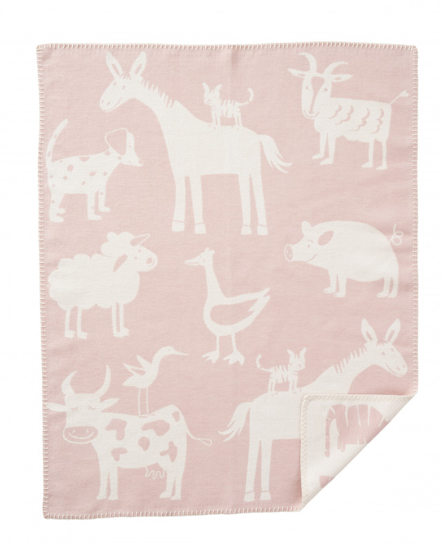 Klippan yllefabrik filt borstad bomull farm pink 70x90cm 