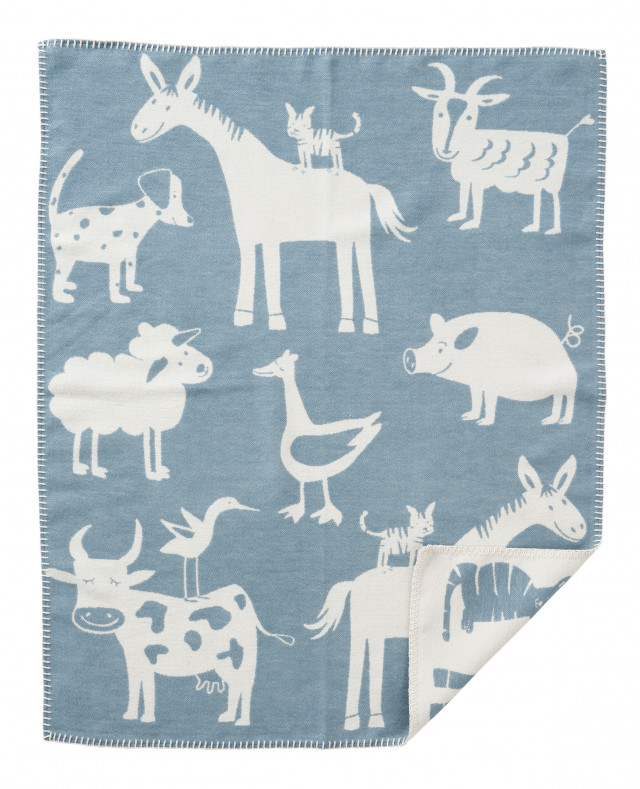 Klippan yllefabrik filt borstad bomull farm blue 70x90cm