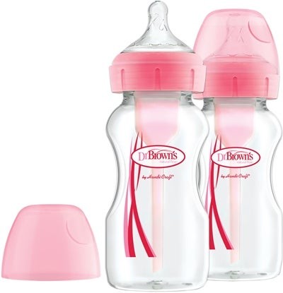 Dr brown nappflaska options+ wideneck 270ml  2-pack rosa