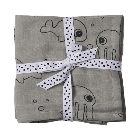 Done by deer burp sea friends grey 2-pack 70x70 cm