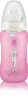 Nuk silikonskydd för glasflaska rosa