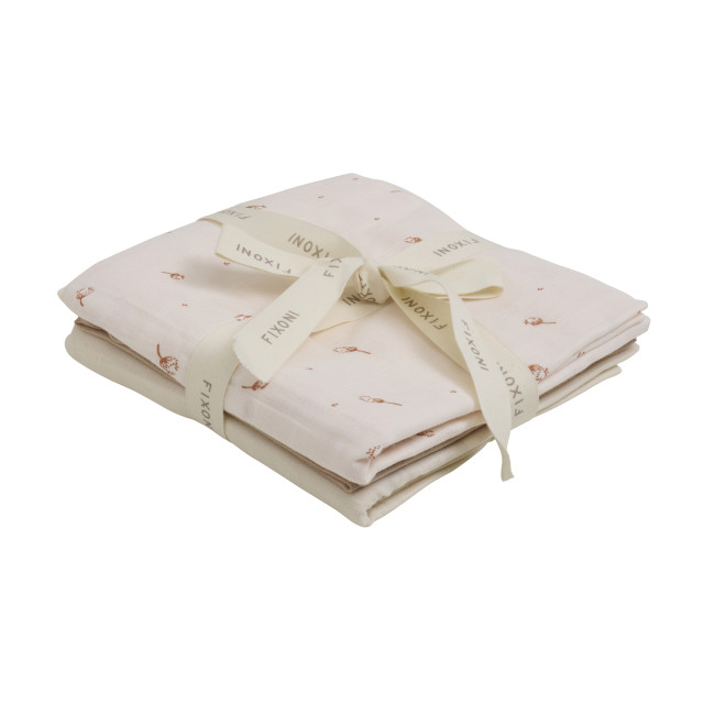 Fixoni muslinfilt silver peony 65x65cm 3-pack