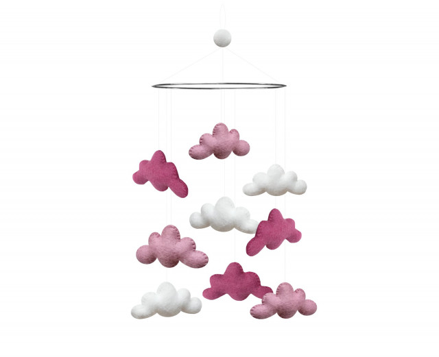 Gamcha sängmobil moln rosa/vit/cerise
