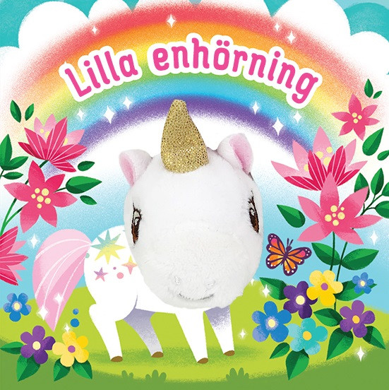 Lilla enhörning. Bok med fingerdocka