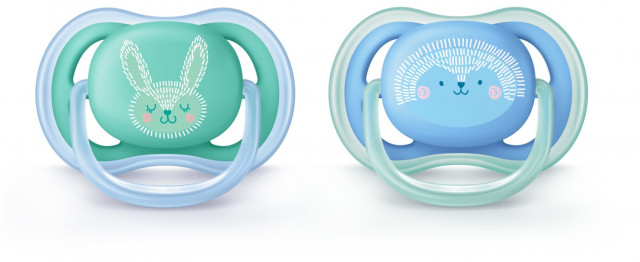 Avent napp ultra air silikon 6-18mån grön/blå 2-pack