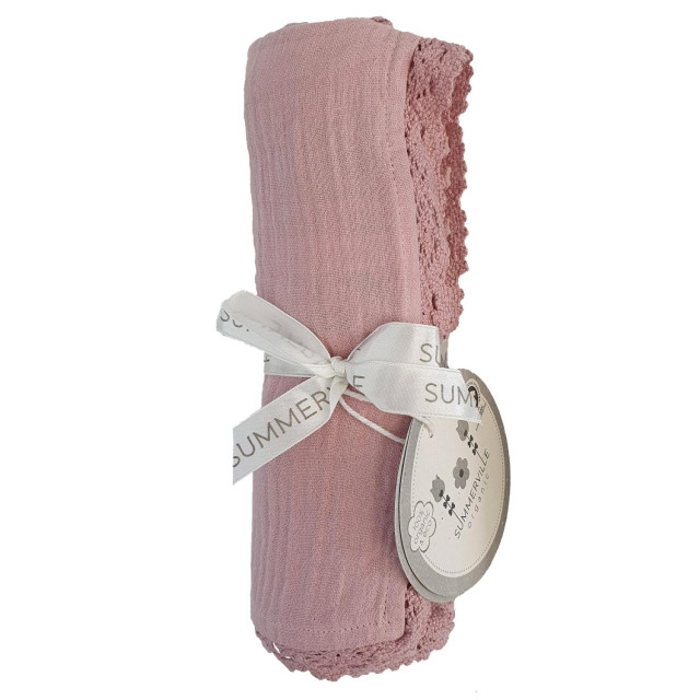 Summerville filt krinklad lace med spets pale mauve 75x100cm