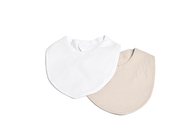 Mini dreams bib slät vit/sand 2-pack