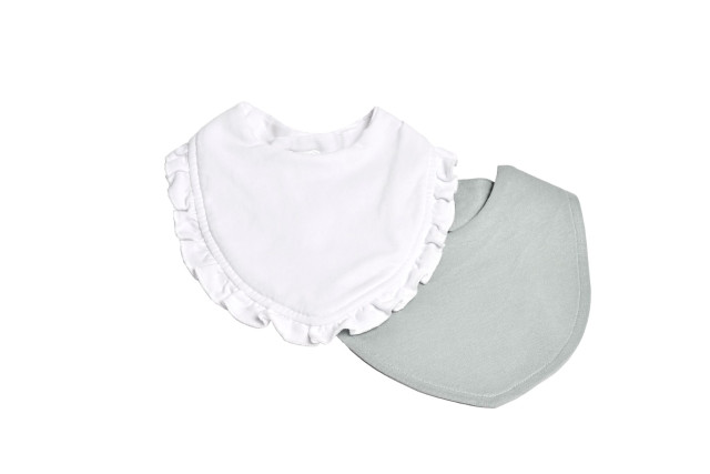 Mini dreams bib volang/slät vit/grön 2-pack