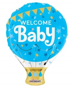 Babyshower folieballong welcome baby blå
