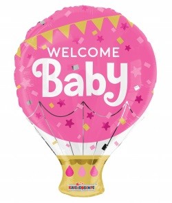 Babyshower folieballong welcome baby rosa