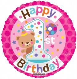 Folieballong my 1st birthday rosa