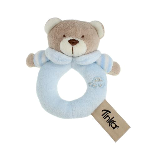 Tinka skallra nalle med bil blå