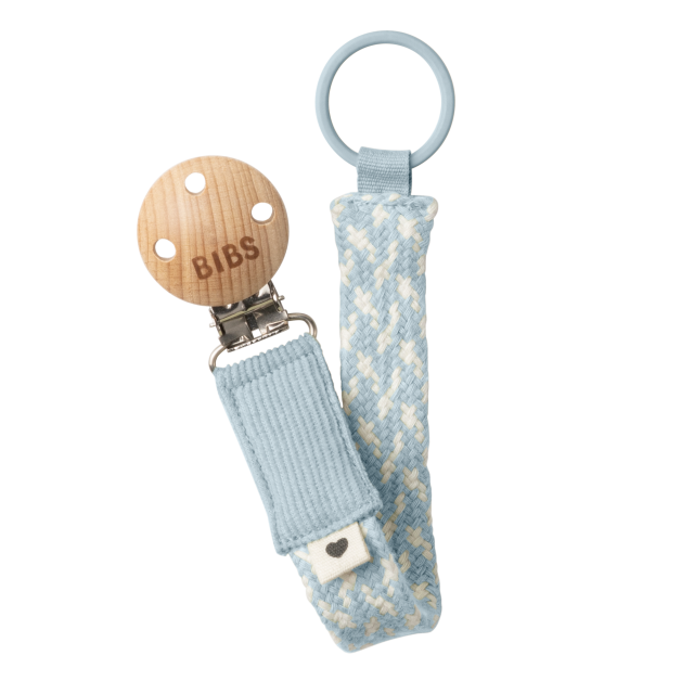Bibs napphållare braided baby blue/ivory