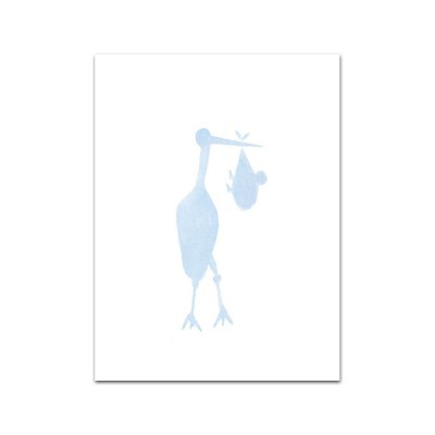 Nobhill kort med snöre stork blå
