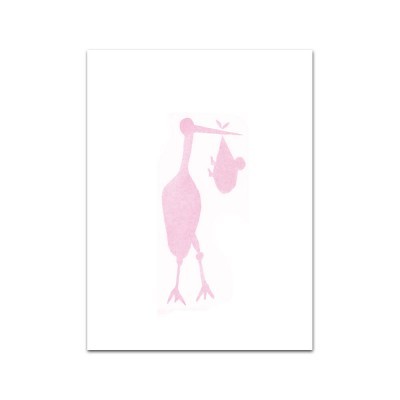 Nobhill kort med snöre stork rosa