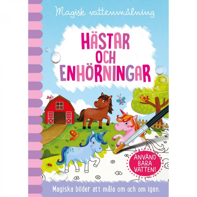 Magisk vattenmålning bok hästar & enhörningar 