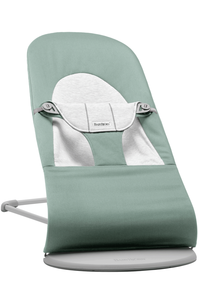 Babybjörn babysitter balance soft cotton grå/grön ljusgrå ram