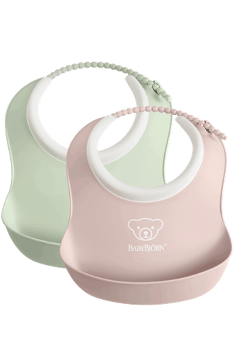 Babybjörn haklapp liten blekgrön/blekrosa 2-pack
