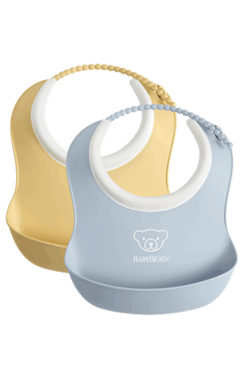 Babybjörn haklapp liten blekgul/blekblå 2-pack