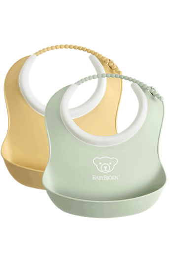 Babybjörn haklapp liten blekgul/blekgrön 2-pack