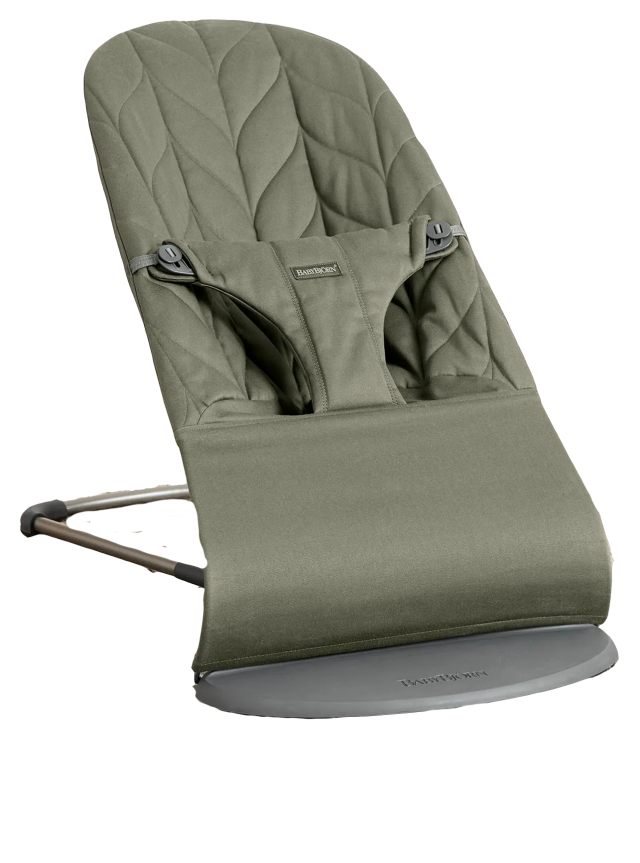 Babybjörn babysitter bliss vävd bladmönstrad quilt mörkgrön