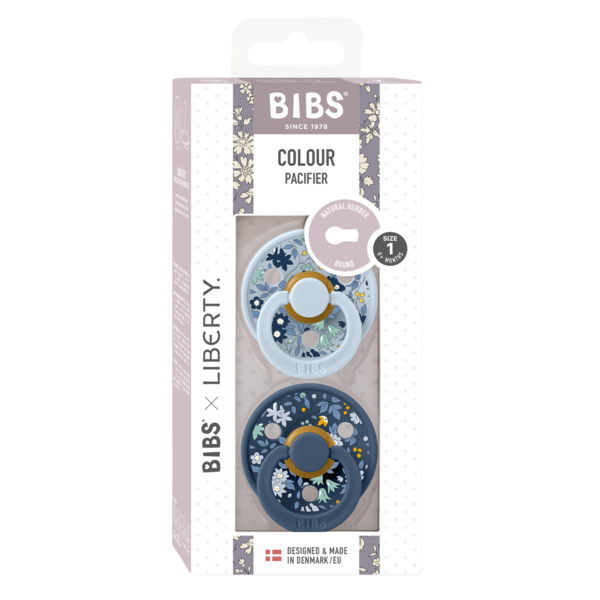 Bibs liberty napp latex chamomile lawn baby blue mix 0-6mån 2-pack (På väg in)